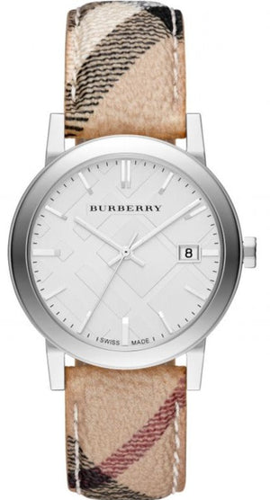 Burberry The City Silver Dial Brown Leather Strap Watch for Women - BU9025 Authentic Buy Shop Now