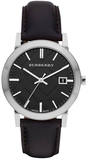 Burberry The City Black Dial Black Leather Strap Watch for Men - BU9009 Authentic Buy Shop Now