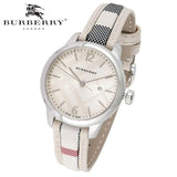 Burberry The Classic Guilloche Silver Dial Grey Leather Strap Watch for Women - BU10113 Authentic Buy Shop Now