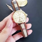 Burberry The Classic Gold Dial Brown Leather Strap Watch for Women - BU10114 Authentic Buy Shop Now