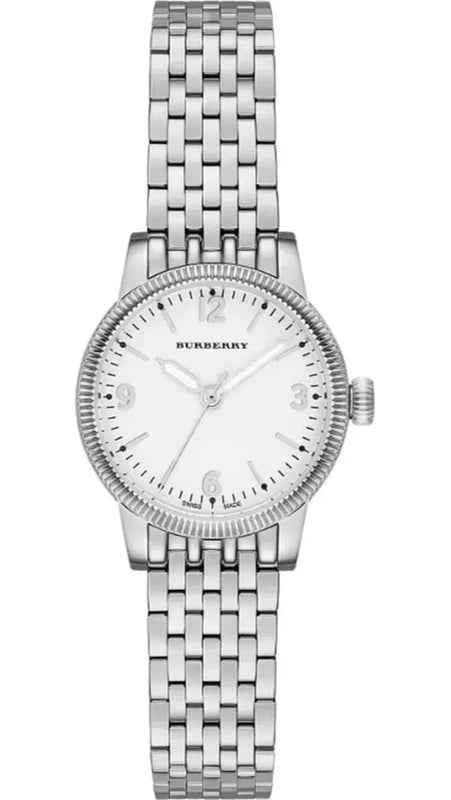 Burberry Utilitarian White Dial Silver Steel Strap Watch for Women - BU7856 Authentic Buy Shop Now