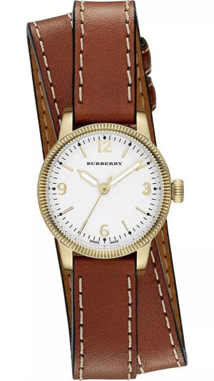 Burberry Utilitarian White Dial Brown Leather Strap Watch for Women - BU7850 Authentic Buy Shop Now