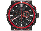 Burberry The City Chronograph Black Dial Red Rubber Strap Watch For Men - BU9805 Authentic Buy Shop Now