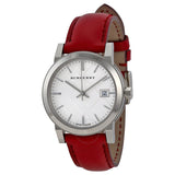 Burberry The City Silver Dial Red Leather Strap Watch for Women - BU9129 Authentic Buy Shop Now
