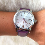 Burberry The City Silver Dial Purple Leather Strap Watch for Women - BU9122 Authentic Buy Shop Now