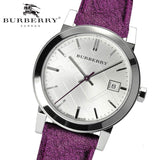 Burberry The City Silver Dial Purple Leather Strap Watch for Women - BU9122 Authentic Buy Shop Now