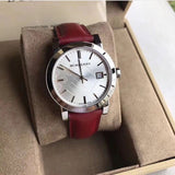 Burberry The City Silver Dial Red Leather Strap Watch for Women - BU9129 Authentic Buy Shop Now