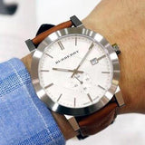 Burberry The City Silver Dial Brown Leather Strap Watch for Men - BU9904 Authentic Buy Shop Now