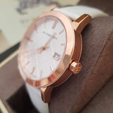 Burberry The City White Dial White Leather Strap Watch for Women - BU9012 Authentic Buy Shop Now