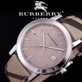 Burberry The City Beige Dial Chequered Brown Leather Strap Watch for Women - BU9029 Authentic Buy Shop Now