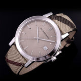 Burberry The City Beige Dial Chequered Brown Leather Strap Watch for Women - BU9029 Authentic Buy Shop Now