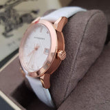 Burberry The City Diamonds White Dial White Leather Strap Watch for Women - BU9130 Authentic Buy Shop Now