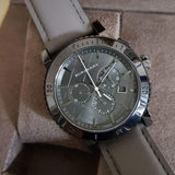 Burberry The City Chronograph Ion Plated Grey Dial Grey Leather Strap Watch for Men - BU9384 Authentic Buy Shop Now