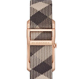 Burberry The Pioneer Rose Gold Dial Haymarket Brown Leather Strap Watch for Women - BU9408 Authentic Buy Shop Now