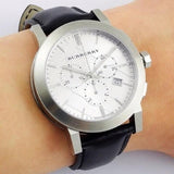 Burberry The City Chronograph White Dial Black Leather Strap Watch for Men - BU9355 Authentic Buy Shop Now