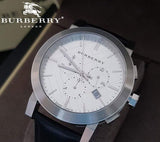 Burberry The City Chronograph White Dial Black Leather Strap Watch for Men - BU9355 Authentic Buy Shop Now