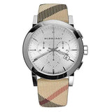 Burberry The City Nova White Dial Checked Brown Leather Strap Watch for Men - BU9357 Authentic Buy Shop Now
