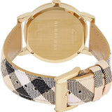 Burberry The City Gold Dial Haymarket Brown Leather Strap Watch for Women - BU9219 Authentic Buy Shop Now