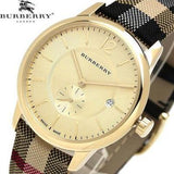 Burberry The Classic Round Gold Dial Brown Leather Strap Unisex Watch - BU10001 Authentic Buy Shop Now