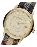 Burberry The Classic Round Gold Dial Brown Leather Strap Unisex Watch - BU10001 Authentic Buy Shop Now