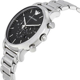 Emporio Armani Luigi Black Dial Silver Steel Strap Watch For Men - AR1894 Authentic Buy Shop Now