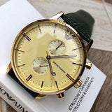 Emporio Armani Gianni Beige Dial Grey Leather Strap Watch For Men - AR0386 Authentic Buy Shop Now