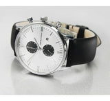 Emporio Armani Gianni White Dial Black Leather Strap Watch For Men - AR0385 Authentic Buy Shop Now