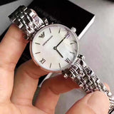 Emporio Armani T Bar Mother of Pearl Dial Steel Strap Watch For Women - AR1682 Authentic Buy Shop Now