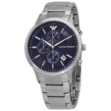 Emporio Armani Renato Chronograph Blue Dial Silver Steel Strap Watch For Men - AR11164 Authentic Buy Shop Now