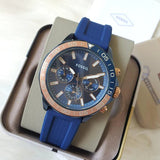 Fossil Bannon Multifunction Blue Dial Blue Silicone Strap Watch for Men - BQ2498 Authentic Buy Shop Now