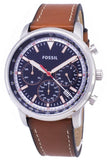 Fossil Goodwin Chronograph Blue Dial Brown Leather Strap Watch for Men - FS5414 Authentic Buy Shop Now