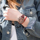 Fossil Original Boyfriend Sport Chronograph Maroon Dial Maroon Leather Strap Watch for Women - ES4114 Authentic Buy Shop Now