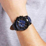 Fossil Grant Chronograph Black Dial Blue Leather Strap Watch for Men - FS5061 Authentic Buy Shop Now