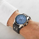 Fossil Coachman Chronograph Blue Dial Black Leather Strap Watch for Men - CH2564 Authentic Buy Shop Now