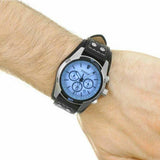 Fossil Coachman Chronograph Blue Dial Black Leather Strap Watch for Men - CH2564 Authentic Buy Shop Now