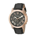 Fossil Grant Chronograph Grey Dial Black Leather Strap Watch for Men - FS5085 Authentic Buy Shop Now