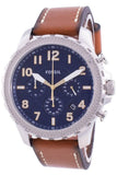 Fossil Bowman Chronograph Blue Dial Brown Leather Strap Watch for Men - FS5602 Authentic Buy Shop Now