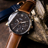 Fossil Neutra Chronograph Black Dial Brown Leather Strap Watch for Men - FS5408 Authentic Buy Shop Now