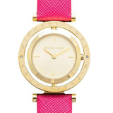 Michael Kors Averi Gold Dial Pink Leather Strap Watch for Women - MK2525 Authentic Buy Shop Now