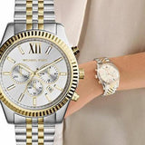Michael Kors Lexington Silver Dial Two Tone Steel Strap Watch for Men - MK8344 Authentic Buy Shop Now
