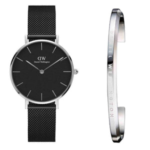 Daniel Wellington Petite Ashfield Black Dial Black Mesh Strap Watch For Women - DW00100202 Authentic Buy Shop Now