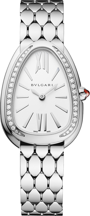 Bvlgari Serpenti Seduttori Diamonds Silver Dial Silver Steel Strap Watch for Women - SERPENTI103361 Authentic Buy Shop Now
