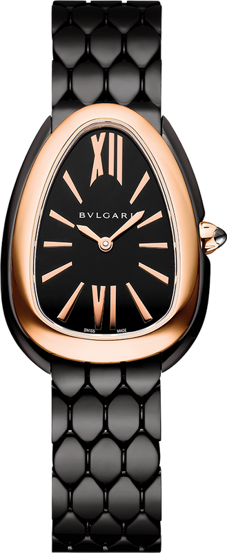 Bvlgari Serpenti Seduttori Black Dial Black Steel Strap Watch for Women - SERPENTI103704 Authentic Buy Shop Now