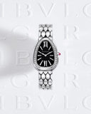 Bvlgari Serpenti Seduttori Diamonds Black Dial Silver Steel Strap Watch for Women - SERPENTI103449 Authentic Buy Shop Now