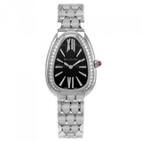 Bvlgari Serpenti Seduttori Diamonds Black Dial Silver Steel Strap Watch for Women - SERPENTI103449 Authentic Buy Shop Now