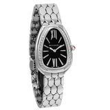 Bvlgari Serpenti Seduttori Diamonds Black Dial Silver Steel Strap Watch for Women - SERPENTI103449 Authentic Buy Shop Now