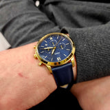 Fossil Neutra Chronograph Blue Dial Blue Leather Strap Watch for Men - FS5790 Authentic Buy Shop Now