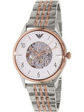 Emporio Armani Meccanico White Dial Two Tone Steel Strap Watch For Men - AR1921 Authentic Buy Shop Now