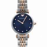 Emporio Armani Gianni T Bar Crystal Blue Dial Two Tone Steel Strap Watch For Women - AR11092 Authentic Buy Shop Now
