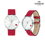 Coach Perry Silver Dial Red Leather Strap Watch for Women - 14503515 Authentic Buy Shop Now